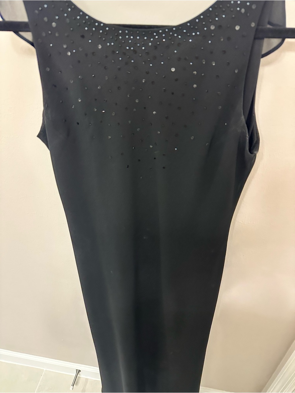 Black Backless Sleeveless Dress with Rhinestone Accents